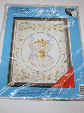 Vintage Candamar Designs Swinging Cherub Embroidery Kit #80271 Charming Ribbons